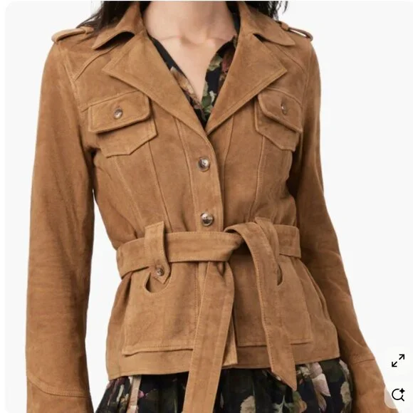 PAIGE Suede Tawnie Biker Jacket In Cognac (XS) 100% LEATHER - Picture 8 of 8